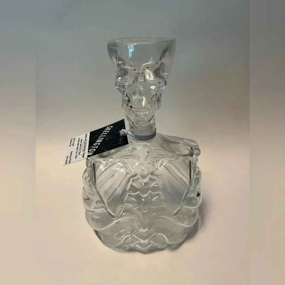 NEW GODINGER Skellington Skeleton Shaped Decanter & Skull Glass shot